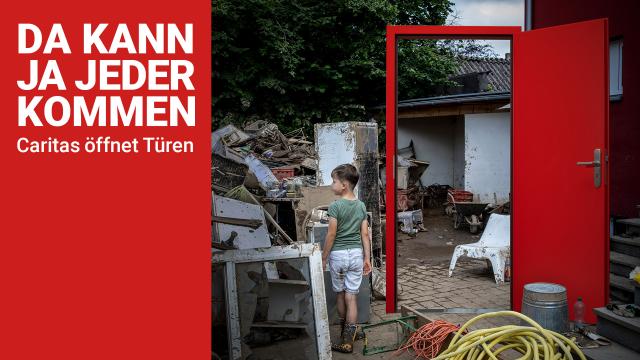 Caritas-Jahreskampagne 2025: Plakatmotiv Flut